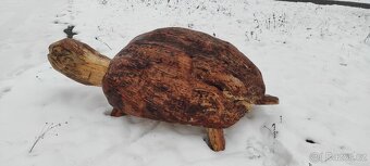 Dřevěný masivní samorost-želva. - 3
