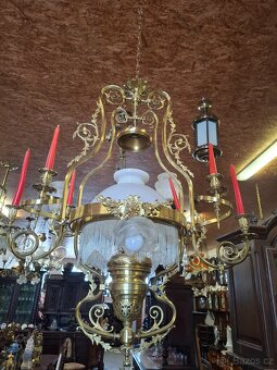 Velký starožitný bronzový lustr - 3
