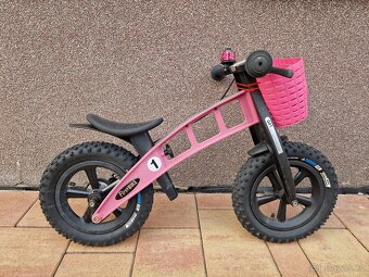 FIRSTBIKE - růžový s košíčkem a adaptérem na snížení - 3