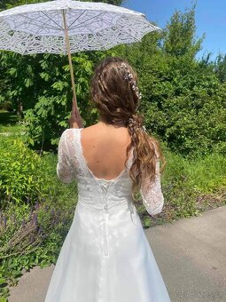 NOVÉ svatební šaty ORGANZA s rukávy - 3