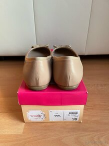 Béžové kožené baleríny v. 38 - 3