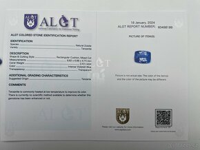 Investice Přírodní Tanzanit 2.43ct. Certifikát ALGT - 3