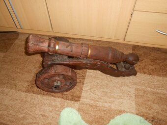 Staré dřevěné dělo 52cm - stav foto - má drobné vady - 3