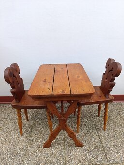 Selský jídelní set, stůl, 2 židle, nábytek z masívu - 3