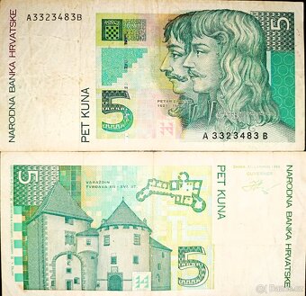 Bankovky 5 - 1000 kun a 1 - 50 000 dinárů Chorvatsko - 3