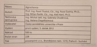 Učebnice - Agrochemie pro VŠ - 3