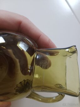 Sada 4× zelený foukaný džbánek – Bohemia Glass ČSSR - 3