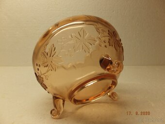 Art Deco, moc hezká rosalinová dóza na nožičkách. - 3