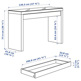Malm toalerní stolek 120x41x78 - 3