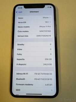 Apple iPhone 11 pro 256gb kondice baterie 90% s kabelem Cen - 3