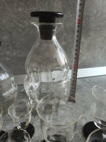 Art deco starožitná sada sklenic na likér a víno + 2 karafy - 3