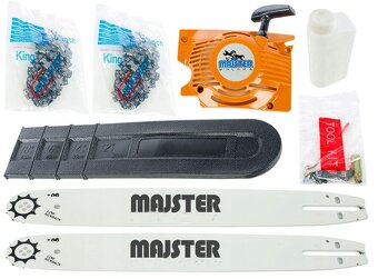 Motorová pila 5,7HP 2x řetěz 2x lišta startér olej - 3