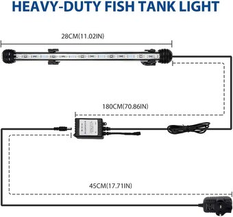 Akvarijní LED RGB osvětlení s dálkovým ovládáním, délka 28cm - 3