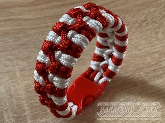 Paracord náramek (18 cm) red - white - 3