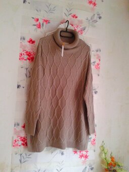 Dlouhý krásný svetr s rolákem 50/54 - 3