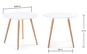 Jídelní stůl kulatý 100 cm bílý - 3