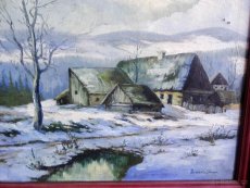 Obraz chalupa statek krajina hory snih Vladimir Raszka - 3