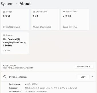 ASUS TUF Dash F15 (FX516P) 2021, RXT 3060 – herní laptop - 3