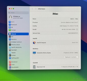 iMac 27” 5K 2020 /48GB RAM/Intel i7/1TB SSD/Záruka - 3