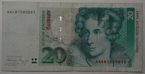 Bankovky 100HKD,20mark,100 Kčs,20Kč,10Kčs. - 3