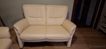 Krémová sedací souprava z eko kůže – jako nová - 3
