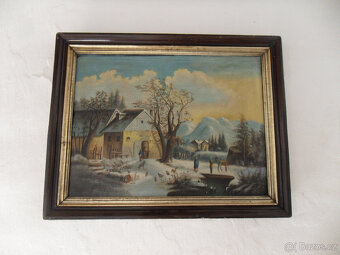 Starožitný obraz, krajina, žánrová scéna 19.stol. - 3