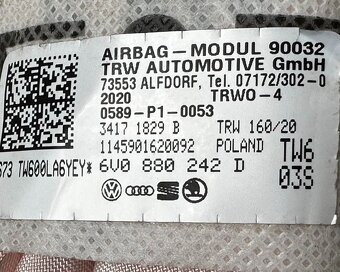 Pravý airbag bočnice 6V0880242D Škoda Fabia 3 kombi 2020 - 3