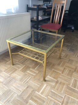 kovový stůl čtvercový se skleněnou plochou - 3