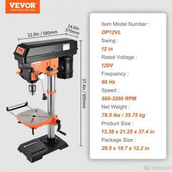 Stolní vrtačka 750W, 440-2580 ot./min. - 3