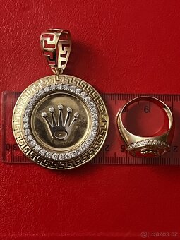 Zlato / zlatý  prsten vzor diamant (rolex)14k - 3