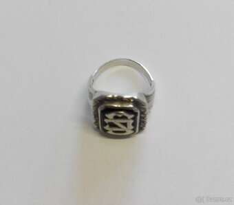 Starožitný velký stříbrný pánský prsten - 3