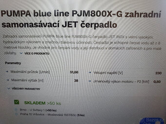 PUMPA blue line PJM800X-G zahradní samonasávací JET čerpadl - 3