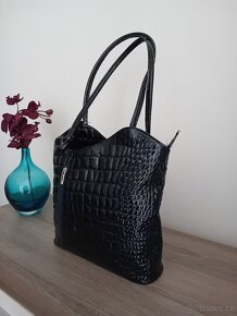 Genuine Leather dámská kabelka batůžek 2v1 kožená nová - 3
