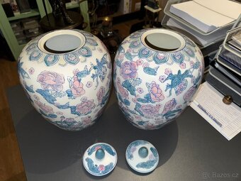 staré párové čínské porcelánové dózy - 3