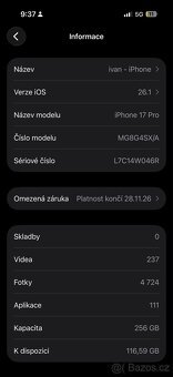 Prodej/výměna IPhone 17 Pro 256GB stříbrný - 3