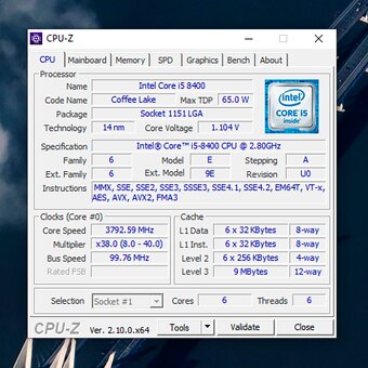 Intel Core i5-8400 | 6 jader | UHD Graphics 630 | LGA 1151 - 3