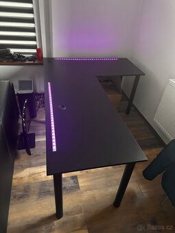 Herní PC stůl rohový s osvětlením - 3