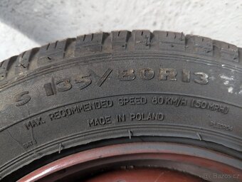 135/80 R13, otvor 58.1, ET33, Fiat panda dojezdove kolo - 3