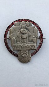 Odznak - Slet Sokolstva Praha 1912, Ag. Český granát - 3