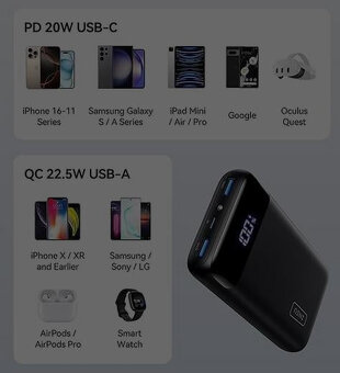 Powerbanka INIU BI-B5 černá 20000mAh s displejem - 3