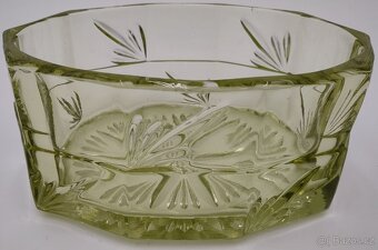 Stará masivní Křišťálová mísa na ovoce - Žlutozelená 18,5cm - 3