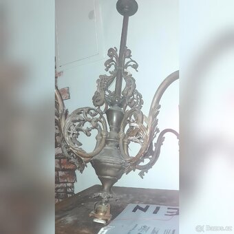 Starožitný bronzový lustr - 3