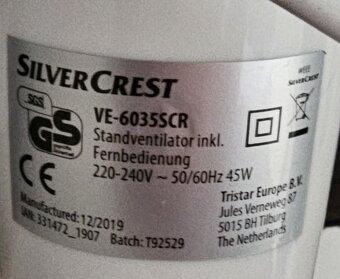 Ventilátor SilverCrest VE‑6035SCR - 3