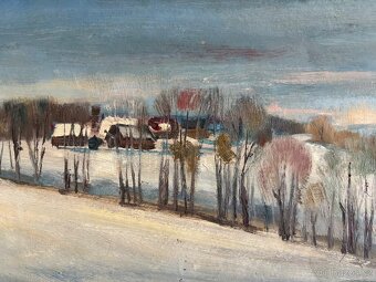 Obraz, B. Pilnica, Zimní krajina 1991, olejomalba 43x86 - 3