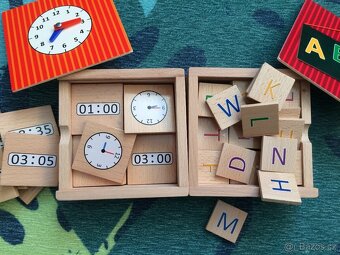 Dřevěná vzdělávací hra - hodiny, písmena - 3