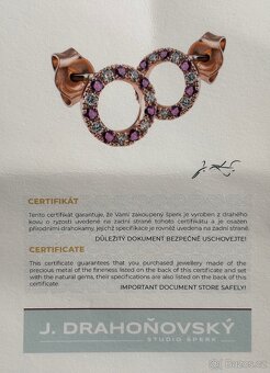 ZLATÉ NÁUŠNICE S DIAMANTY A RUBÍNY – CERTIFIKÁT - 3
