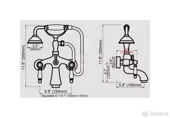 Baterie mosazná nová k vaně - 3