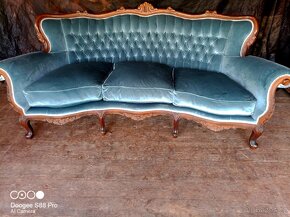 Nádherný stylový dřevěný gauč pohovka sofa sedačka - 3