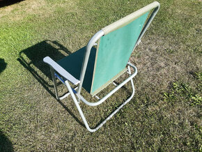 Židlička skládací zelená - kovová kostra + plátěný potah - 3