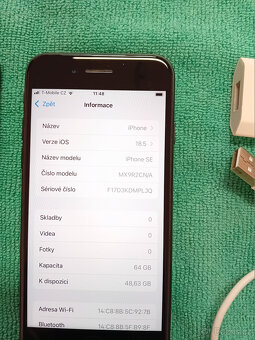 Apple Iphone SE - 64GB, baterie 100%, TOP STAV - 3